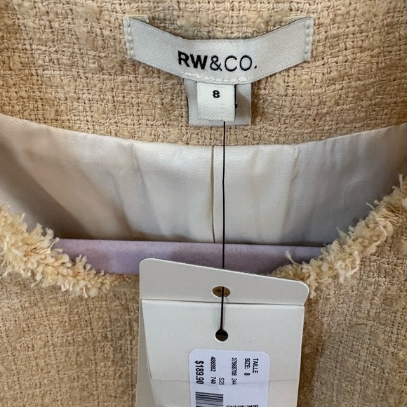 RW&CO. Cream Tweed Blazer with Gold Buttons - Picture 3 of 7